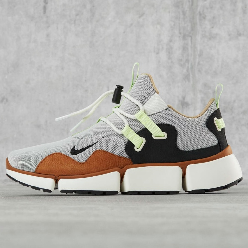 Nike Men's Grey, Brown & Black Athletic Sneakers with Lime Accents
